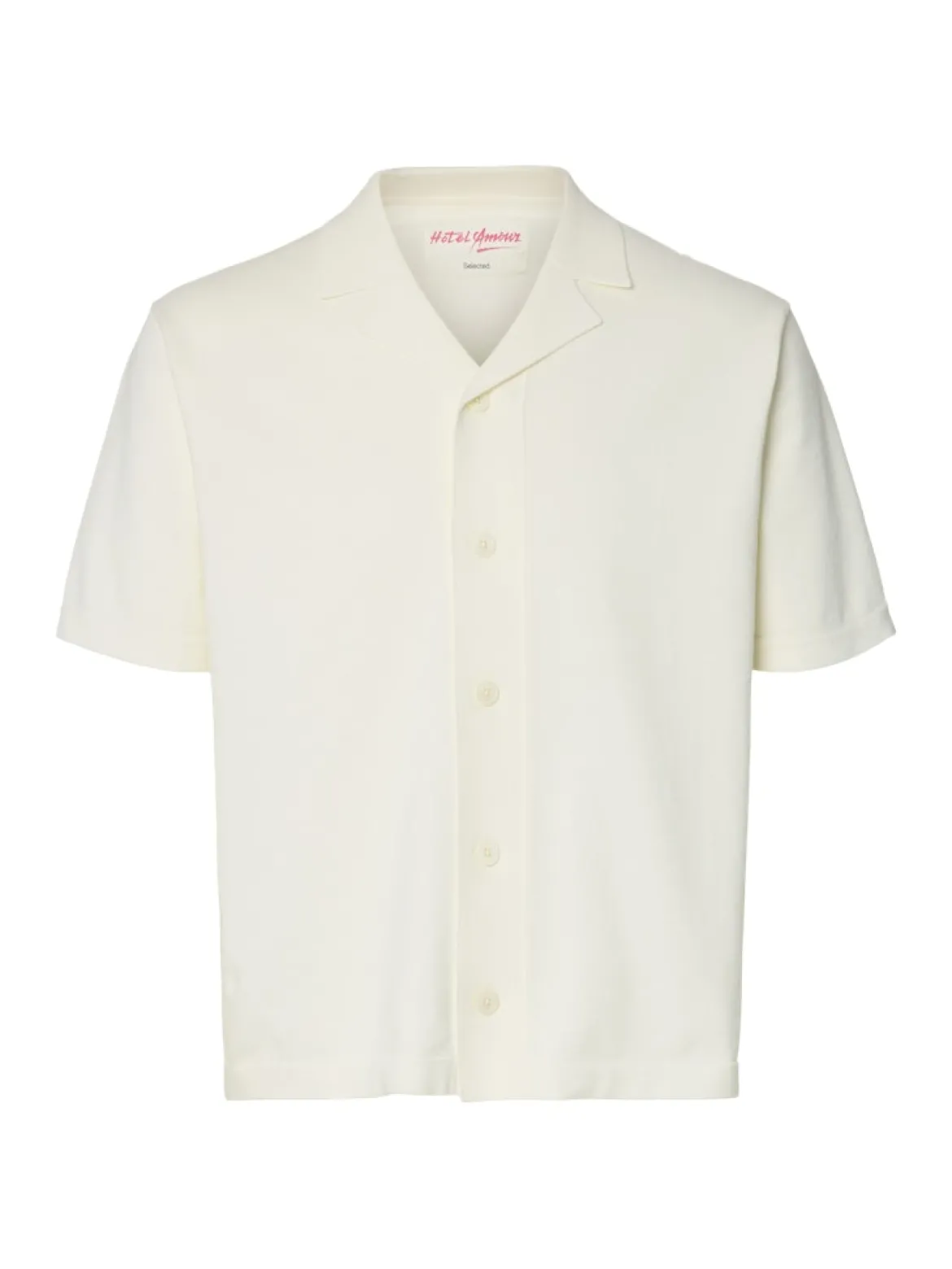 Selected miesten kauluspaita SLHAmour Intarsia Relaxed Polo Cardigan, Egret Artwork
