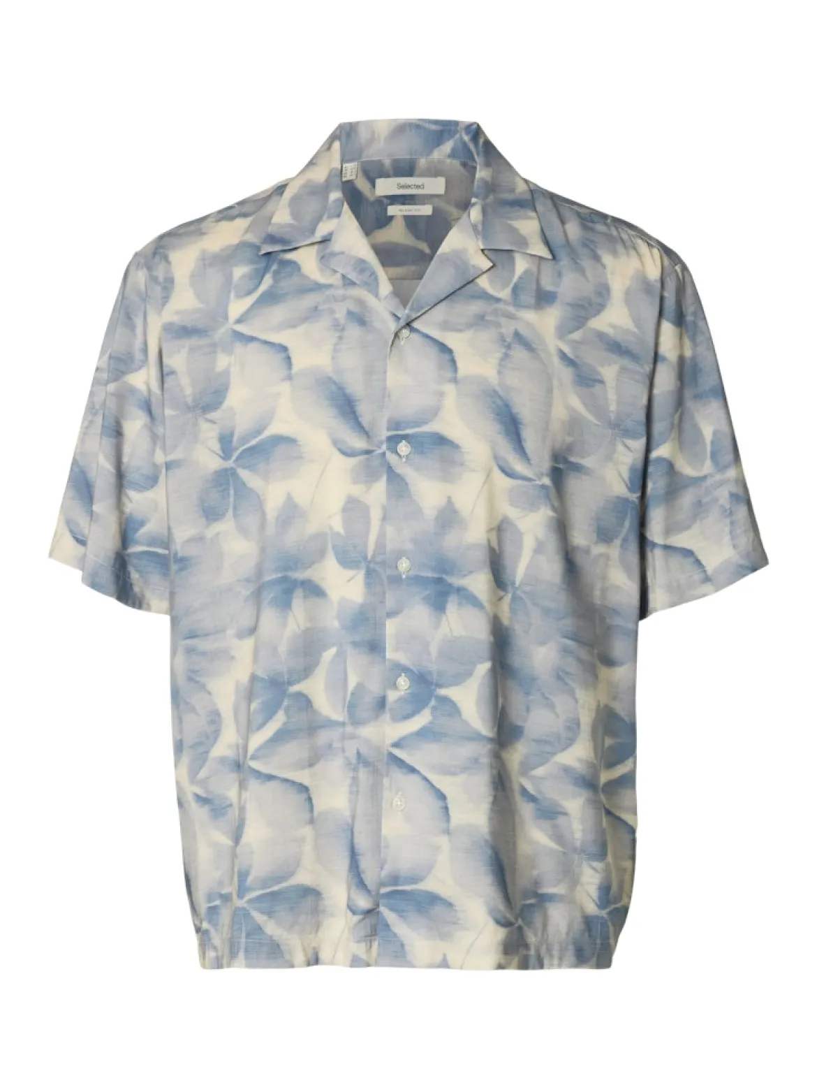 Selected miesten kauluspaita SLHRLXAir Mix Print SS Shirt, Blue Mirage Leaves