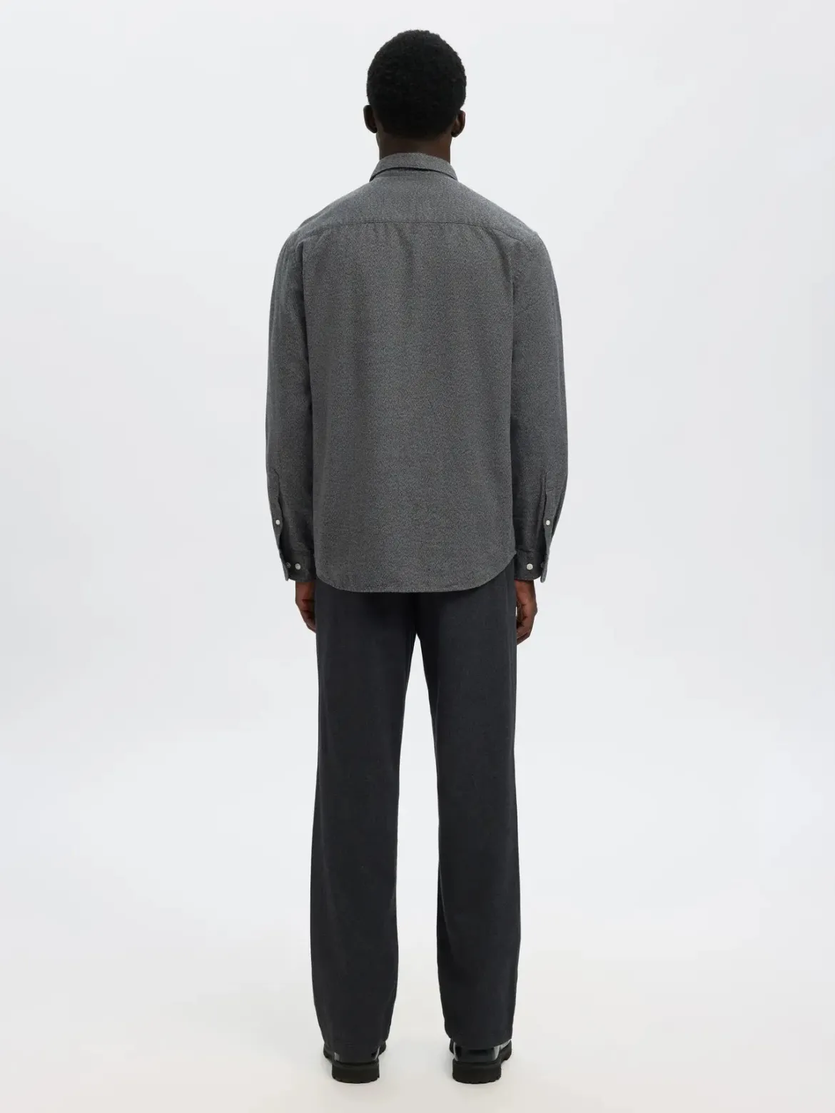 Selected miesten kauluspaita, REG NOAH BRUSHED TWIST SHIRT Gray Flannel Twisted Blac