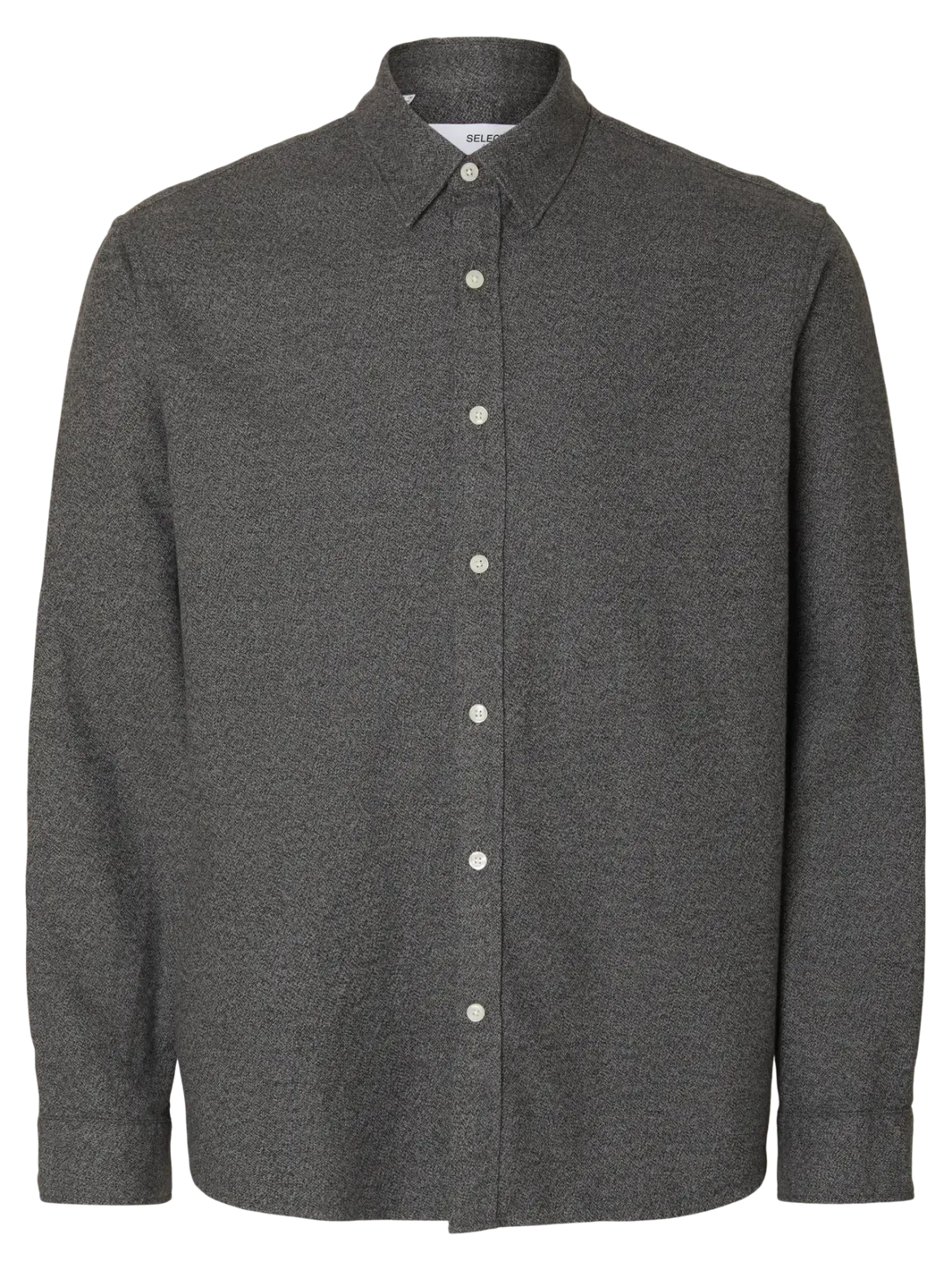 Selected miesten kauluspaita, REG NOAH BRUSHED TWIST SHIRT Gray Flannel Twisted Blac