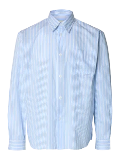 Selected miesten kauluspaita SLHRLXHOTEL Amour EMB LS Shirt, vaaleansininen