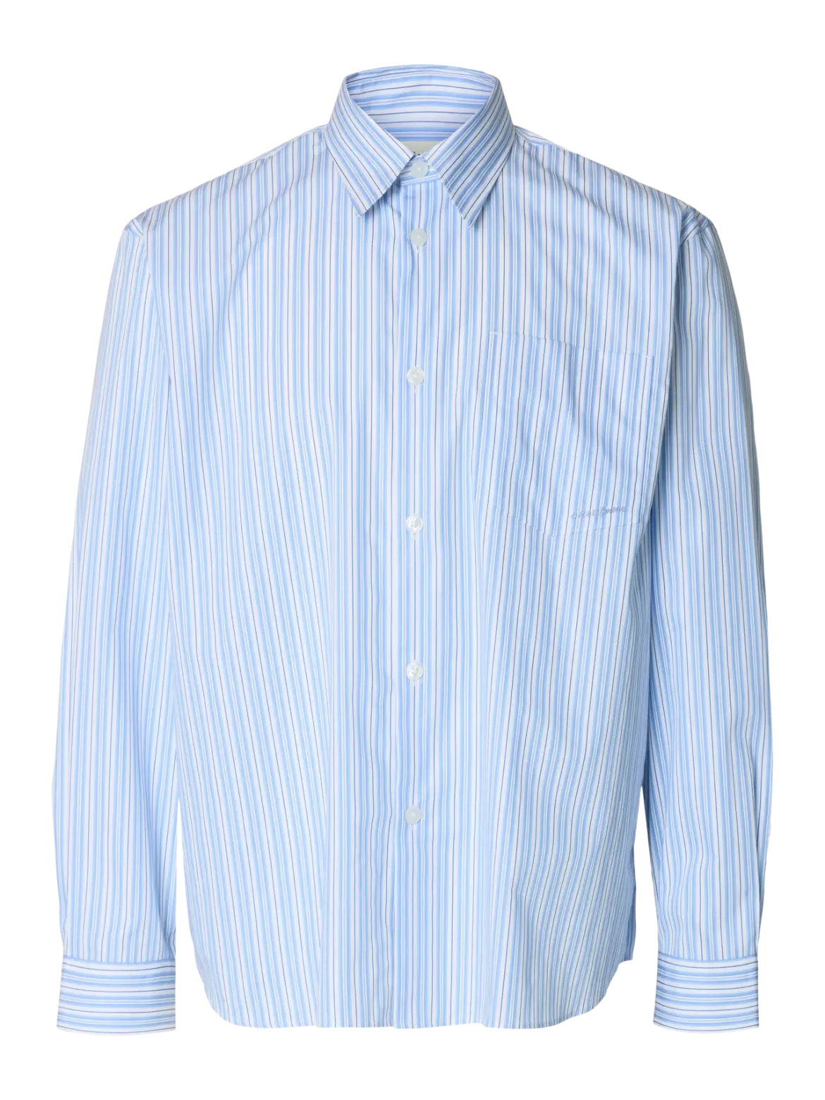 Selected miesten kauluspaita SLHRLXHOTEL Amour EMB LS Shirt, vaaleansininen