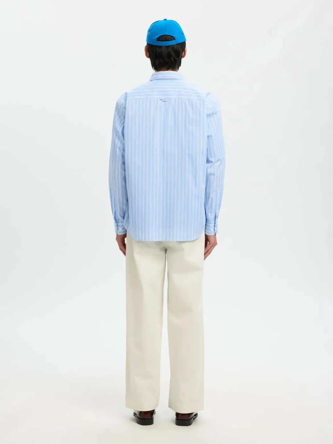 Selected miesten kauluspaita SLHRLXHOTEL Amour EMB LS Shirt, vaaleansininen