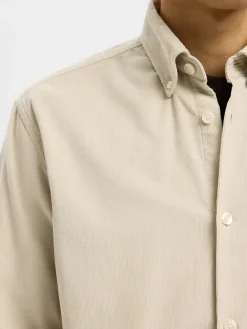 Selected Miesten Kauluspaita K REG DANNI CORD BD LS SHIRT Moonstruck