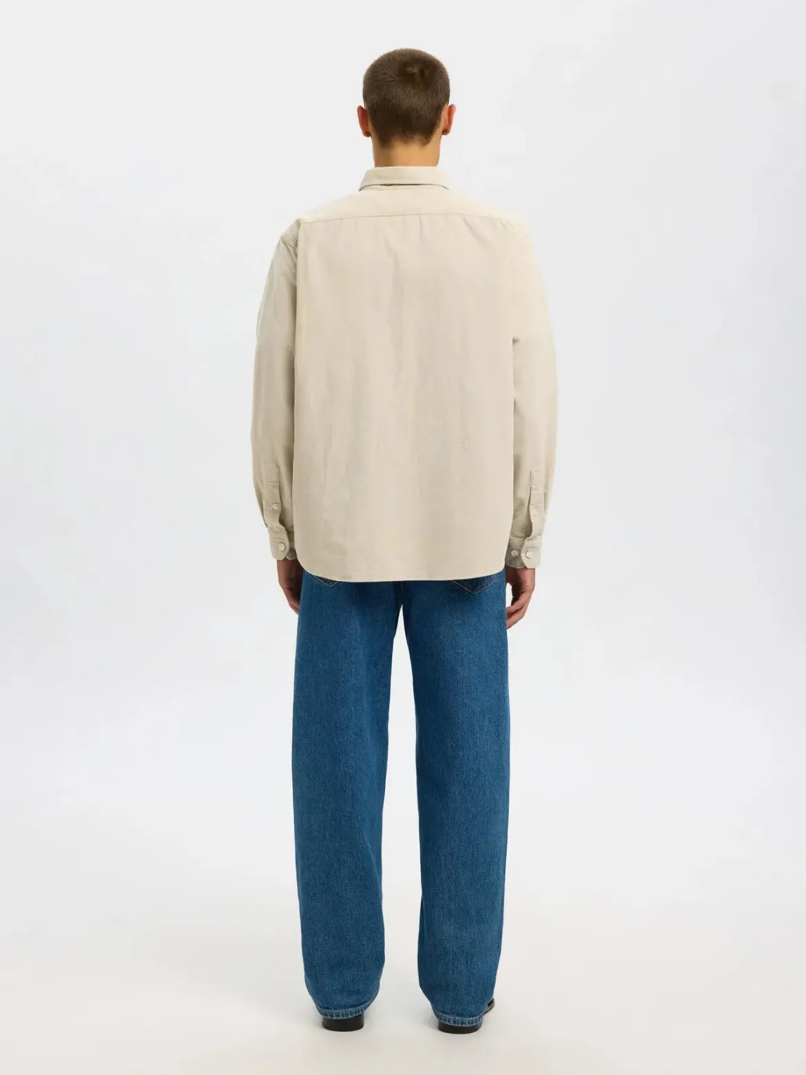 Selected Miesten Kauluspaita K REG DANNI CORD BD LS SHIRT Moonstruck