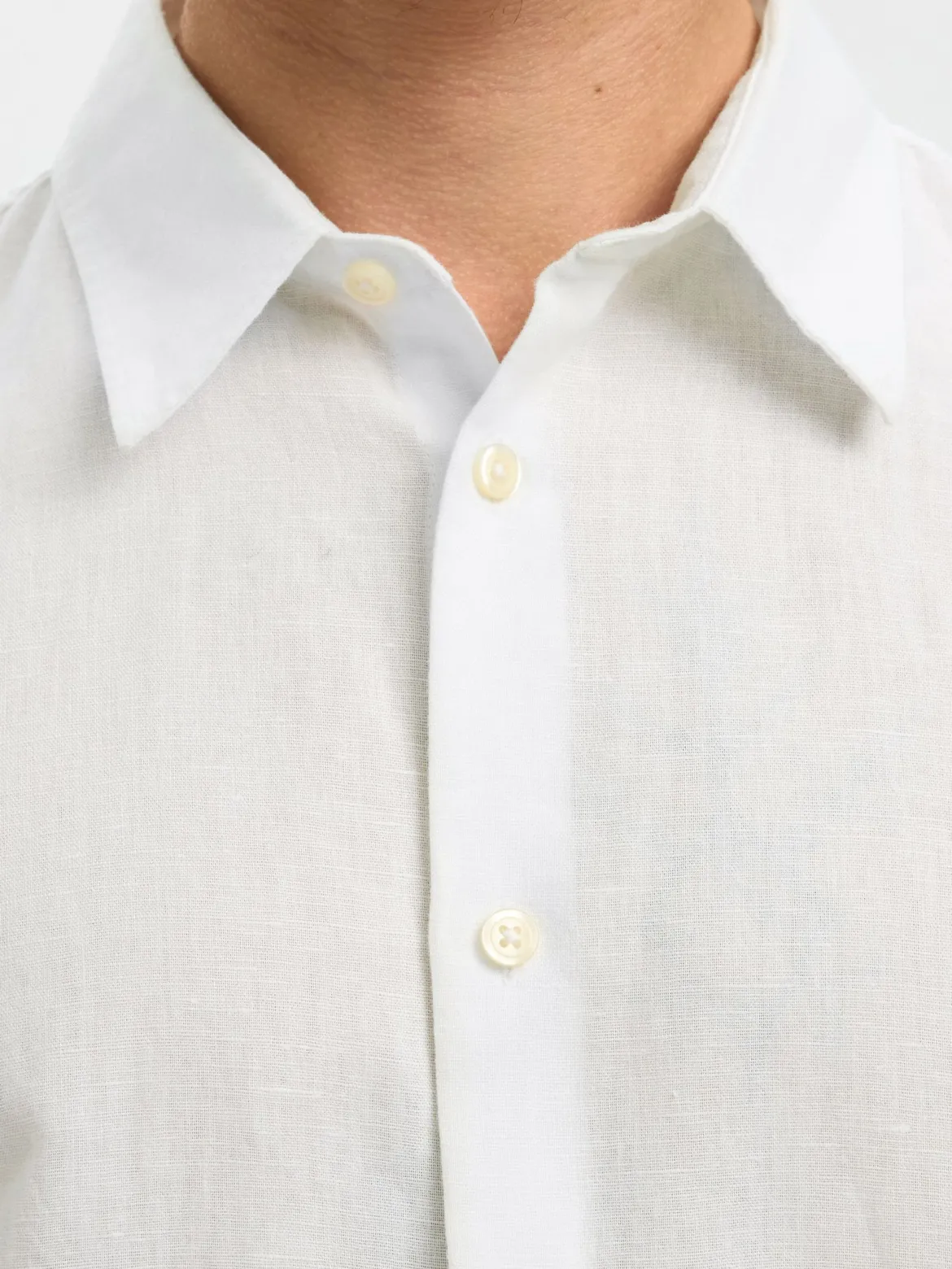 Selected miesten kauluspaita SLHREGCLAY Linenblend LS Shirt, Bright White