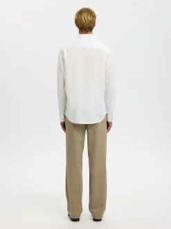 Selected miesten kauluspaita SLHREGCLAY Linenblend LS Shirt, Bright White