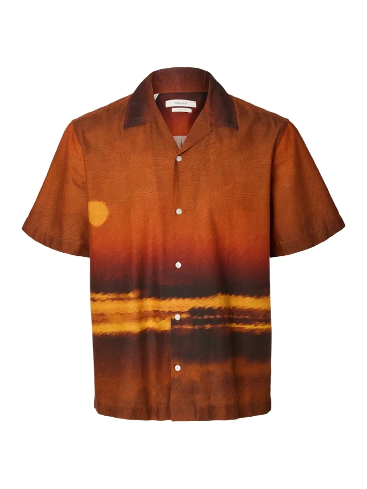 Selected miesten lyhythihainen kauluspaita Relaxed Fit Long Sleeved Shirt, Cherry Mahogany