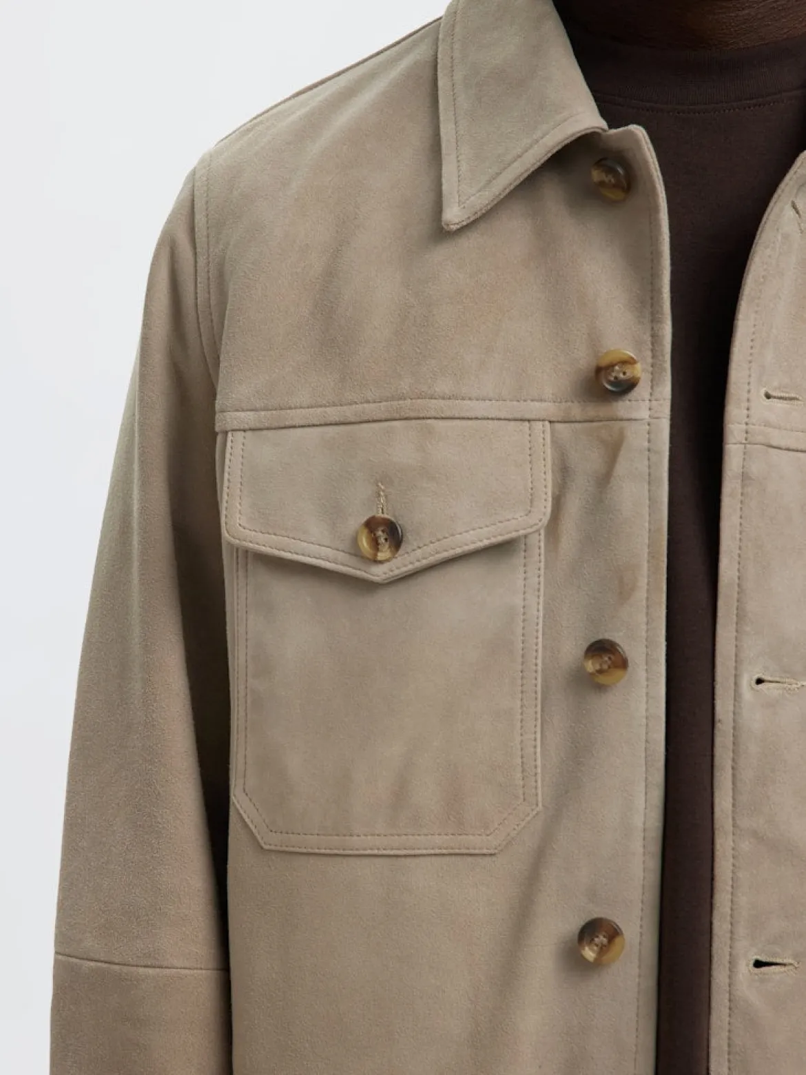 Selected miesten nahkatakki SLHTHOM SUEDE OVERSHIRT NOOS, Desert Taupe