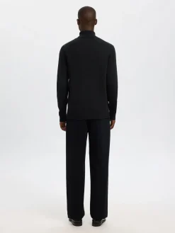 Selected miesten neulepusero K DANE LS KNIT STRUCTURE ROLLNECK NOS, musta