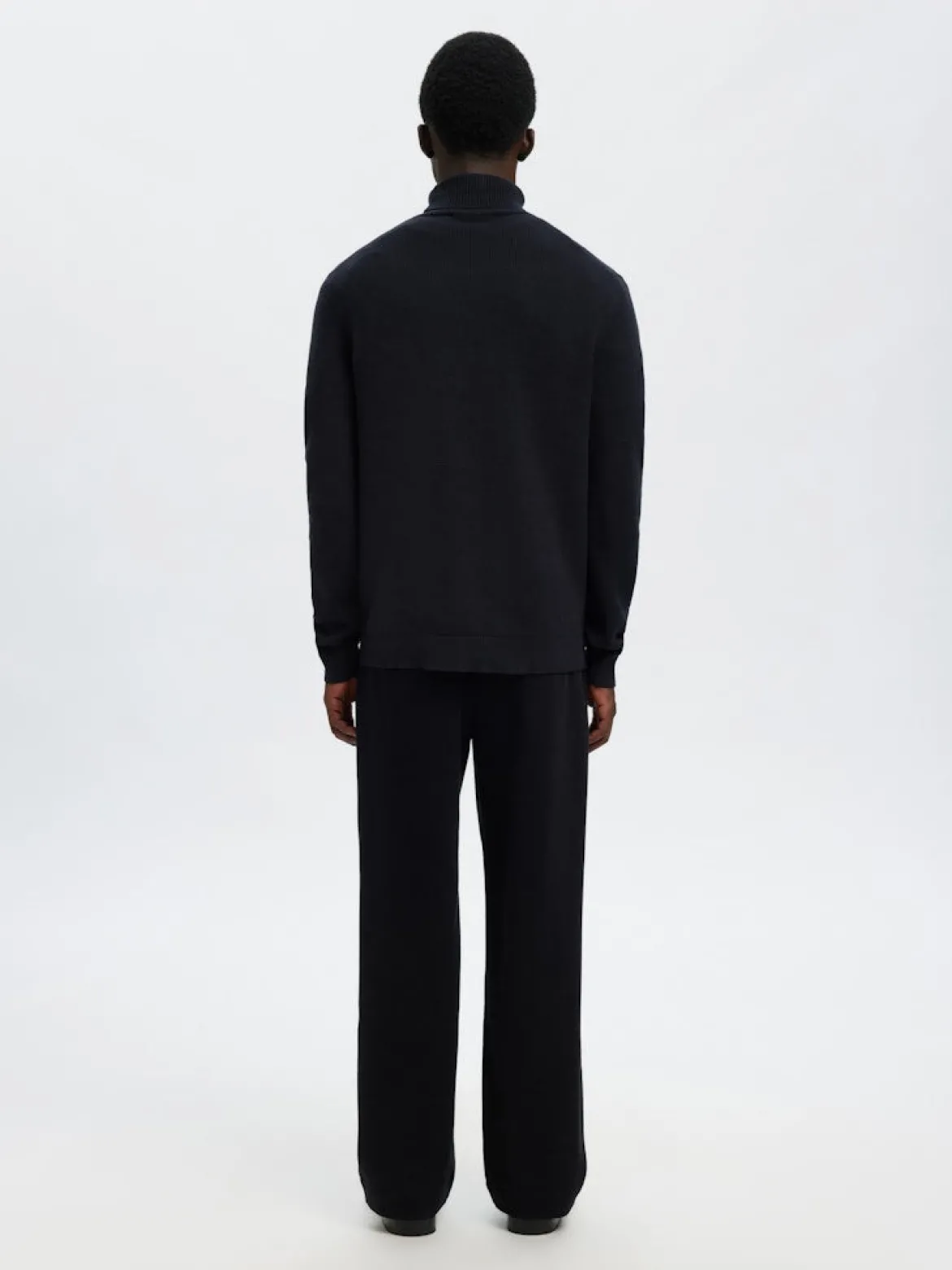Selected miesten neulepusero K DANE LS KNIT STRUCTURE ROLLNECK NOS, navy
