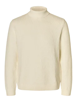 Selected miesten neulepusero, TREVOR LS KNIT STRUCTURE ROLL NECK Egret