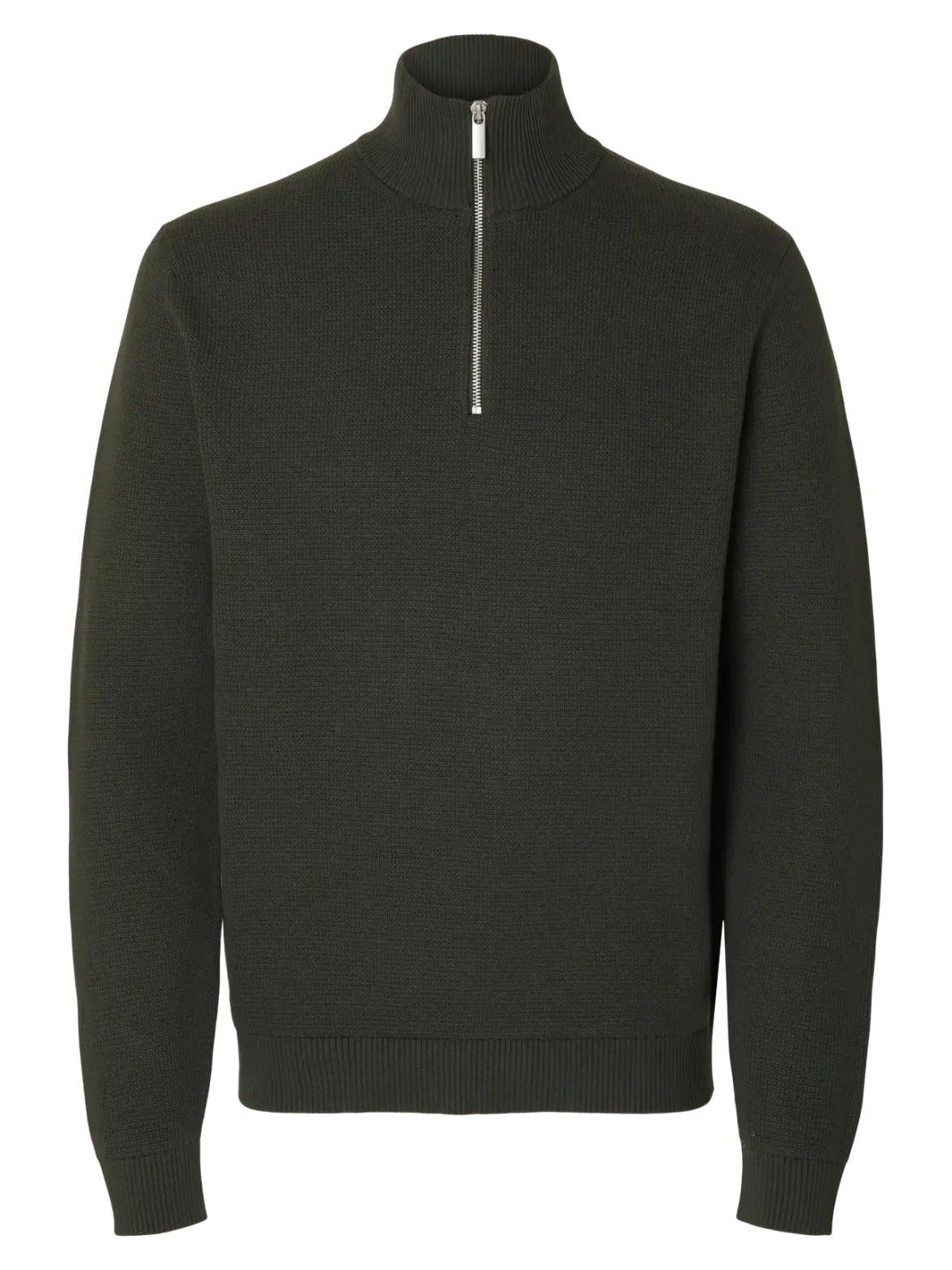 Selected Miesten Neulepusero, DANE LS KNIT STRUCTURE HALF ZIP Deep Forest