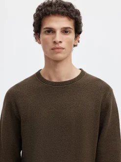 Selected miesten neulepusero Ross Crew Neck, Delicioso Chocolate Chip