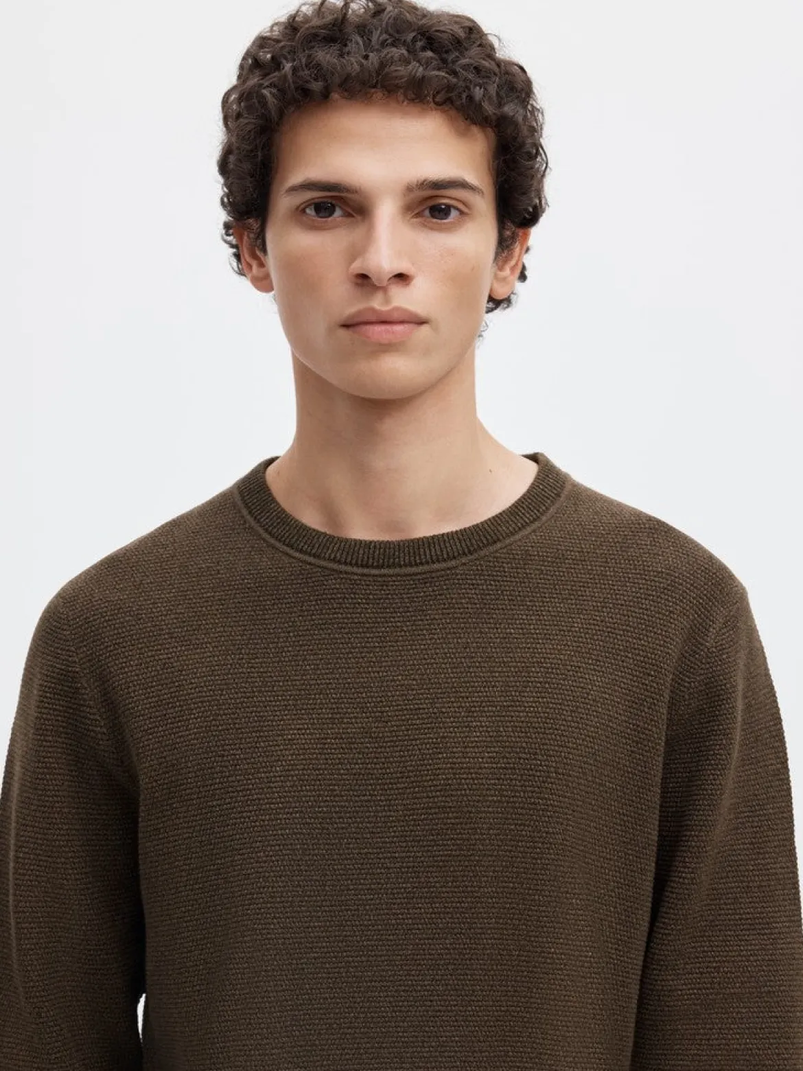 Selected miesten neulepusero Ross Crew Neck, Delicioso Chocolate Chip