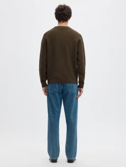 Selected miesten neulepusero Ross Crew Neck, Delicioso Chocolate Chip