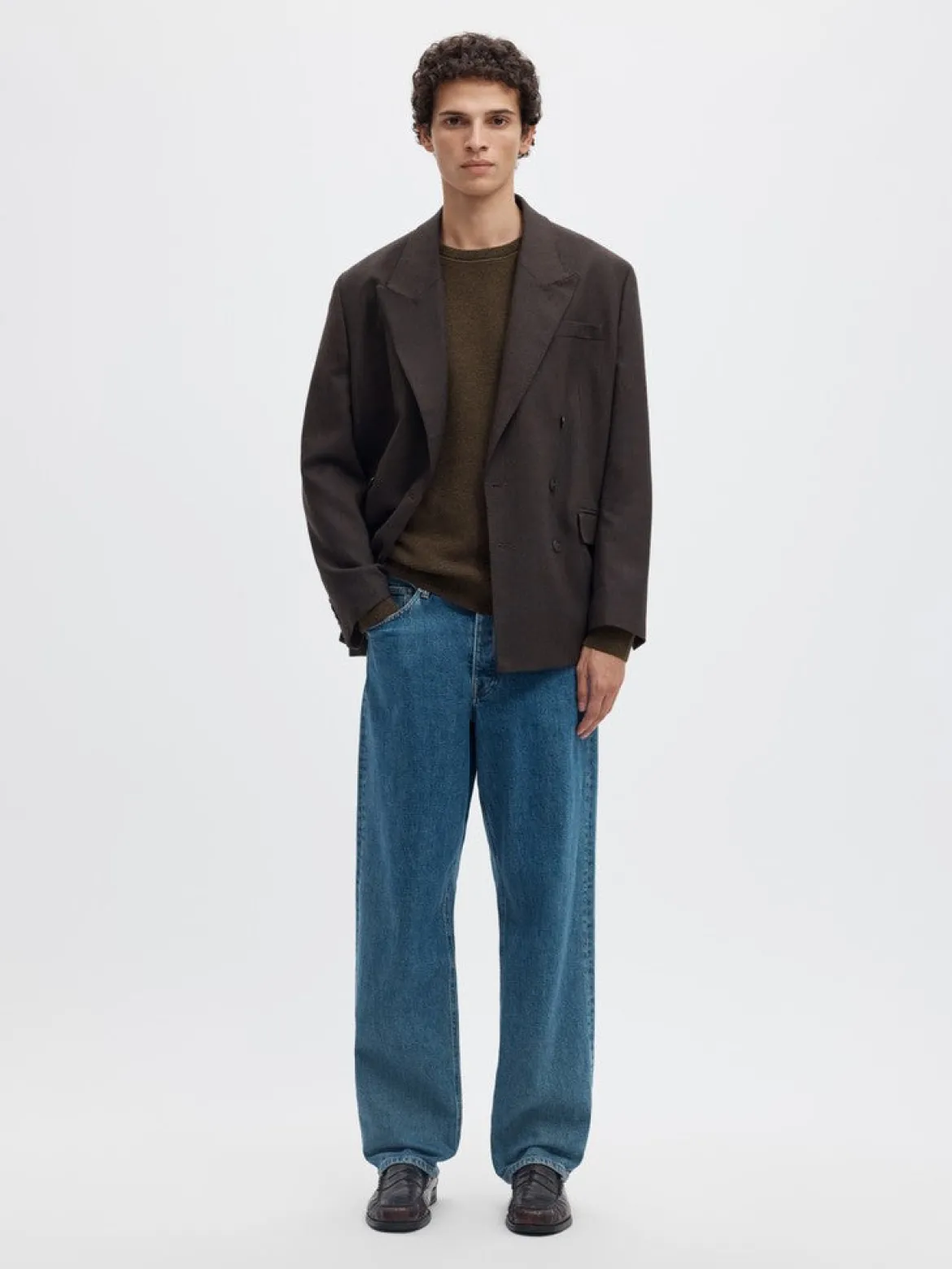 Selected miesten neulepusero Ross Crew Neck, Delicioso Chocolate Chip