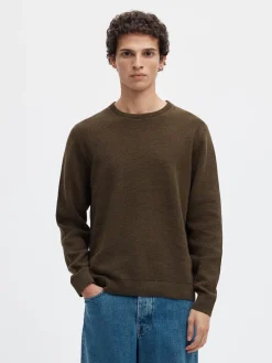 Selected miesten neulepusero Ross Crew Neck, Delicioso Chocolate Chip