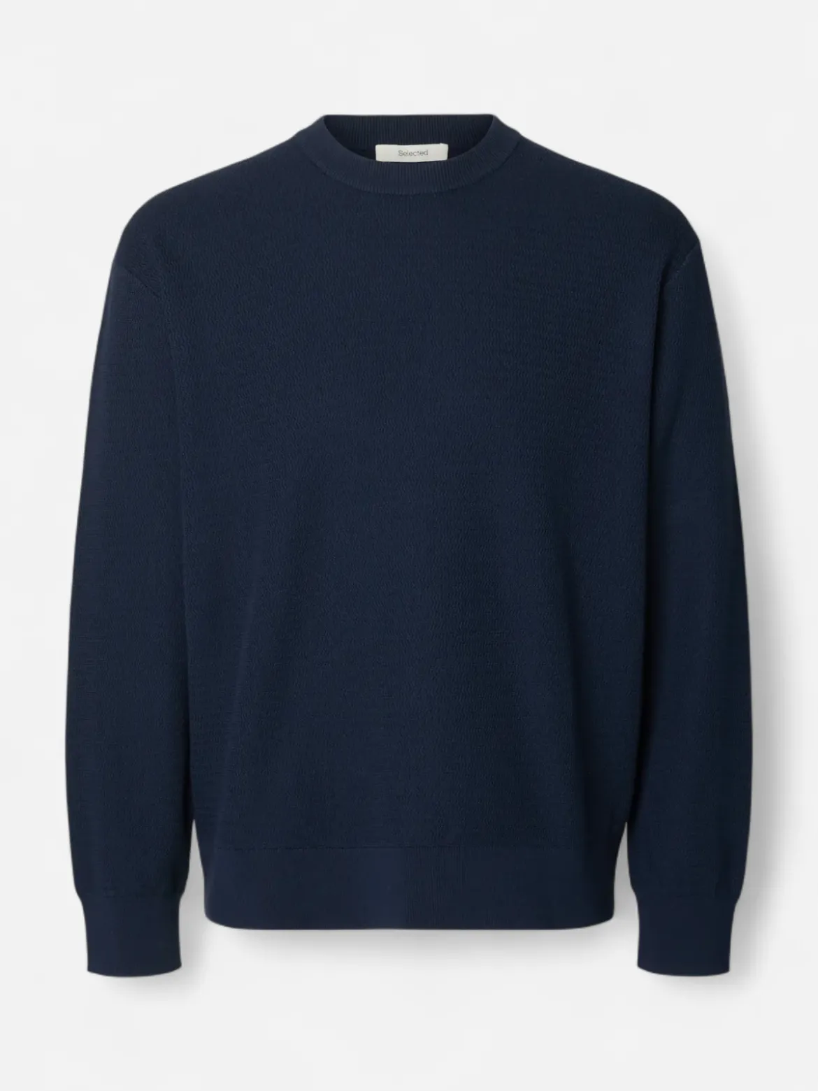 Selected miesten neulepusero Structure Crew Neck, Navy Blazer