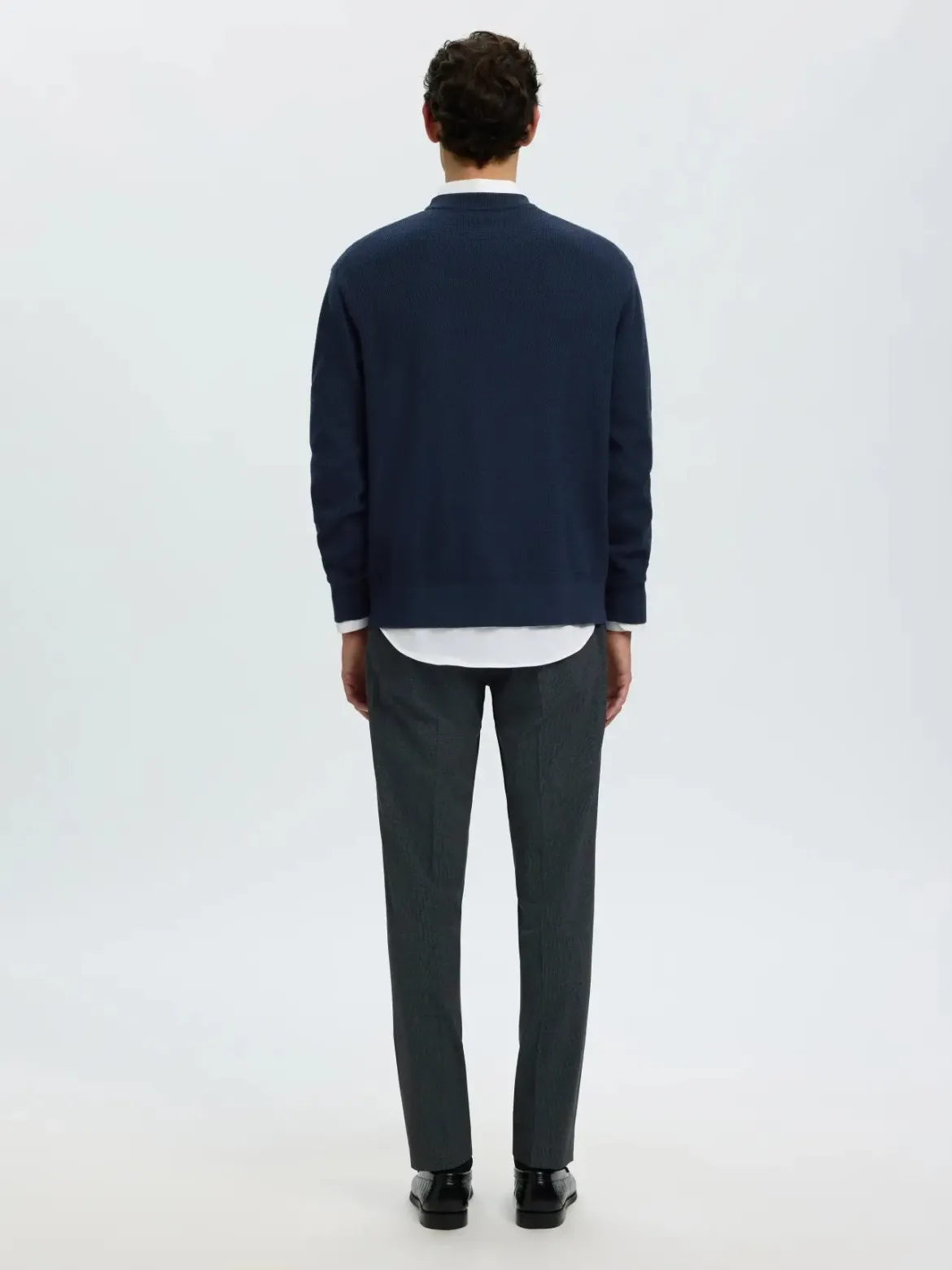 Selected miesten neulepusero Structure Crew Neck, Navy Blazer