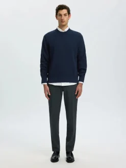 Selected miesten neulepusero Structure Crew Neck, Navy Blazer