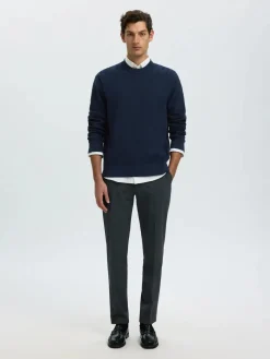Selected miesten neulepusero Structure Crew Neck, Navy Blazer