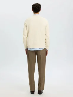 Selected miesten neulepusero Torn Structure Crew Neck, Silver Birch