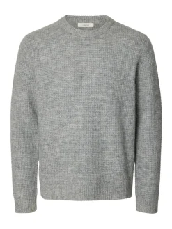 Selected miesten neulepusero Rai, Light Grey Melange