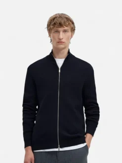 Selected miesten neuletakki Dane Ls Knit Reg Structure Full Zip, Sky Captain