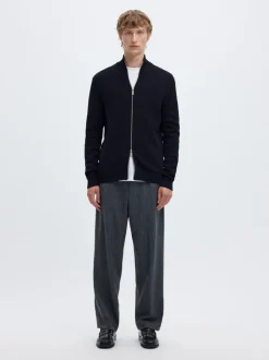 Selected miesten neuletakki Dane Ls Knit Reg Structure Full Zip, Sky Captain