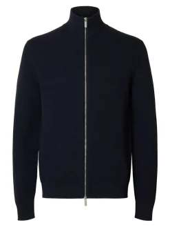 Selected miesten neuletakki Dane Ls Knit Reg Structure Full Zip, Sky Captain