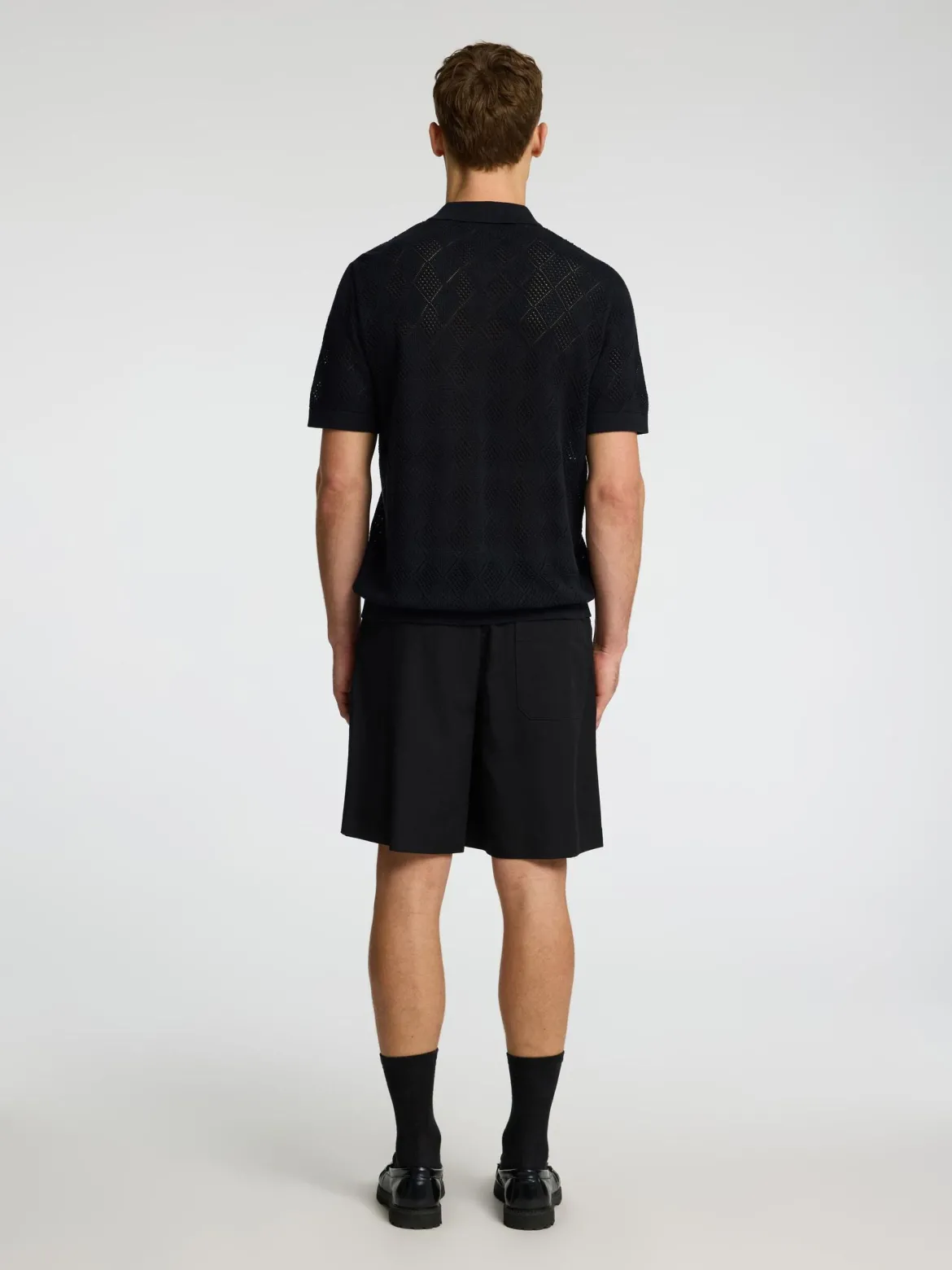 Selected miesten paita, ARCO SS KNIT STRUCTURE POLO Musta