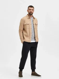 Selected Miesten Paitatakki Jackie Sweat Jacket Vaalea Beige