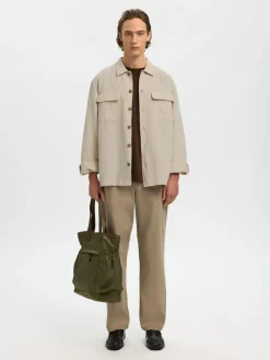 Selected miesten paitatakki SLHLEROY Linen Blend Overshirt, Pure Cashmere