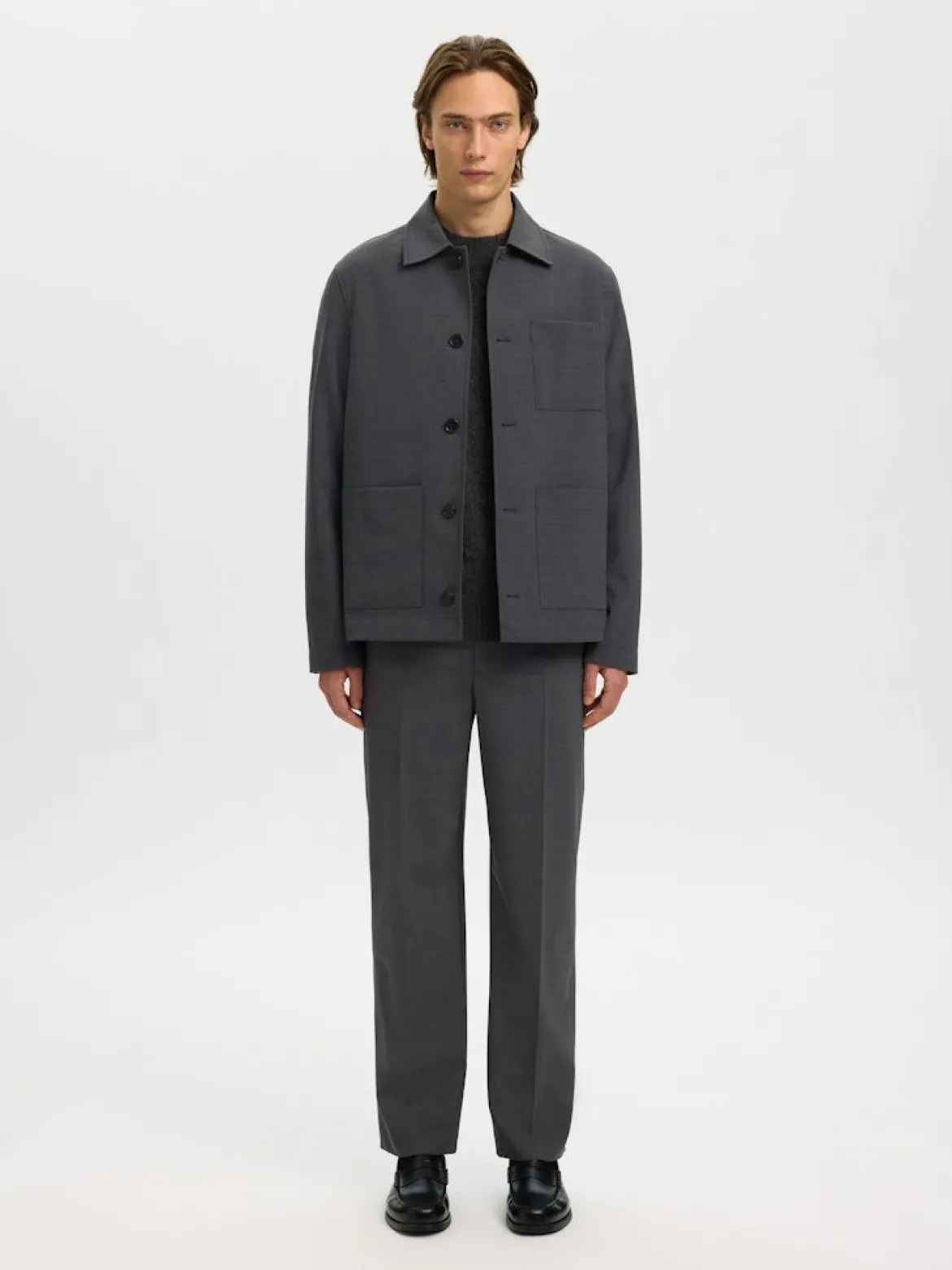 Selected miesten paitatakki SLHRELAX-MAGS HYBRID OVERSHIRT BLAZER EX, Asphalt