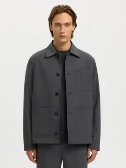 Selected miesten paitatakki SLHRELAX-MAGS HYBRID OVERSHIRT BLAZER EX, Asphalt