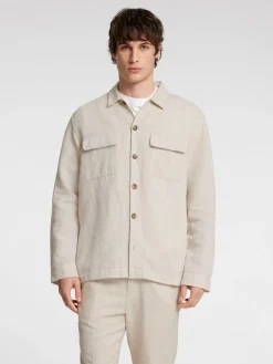 Selected miesten paitatakki Leroy Sun Overshirt, Beige