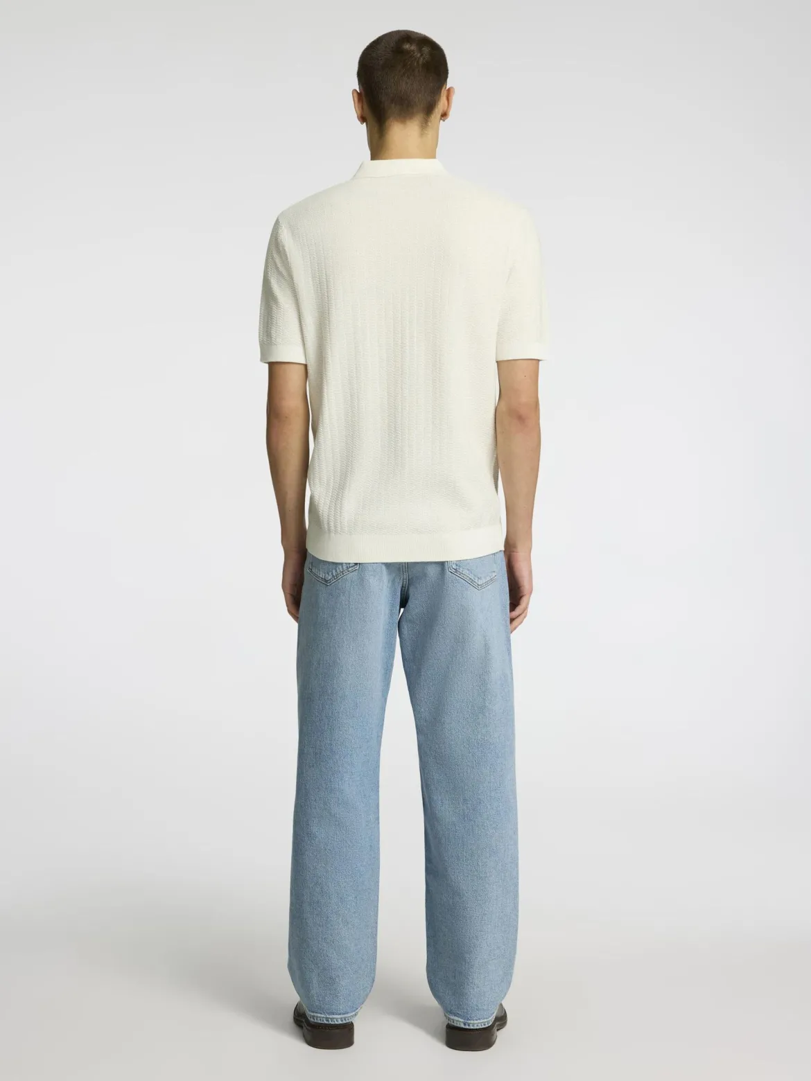 Selected miesten pikeepaita SlhCran Structure Zip, Egret