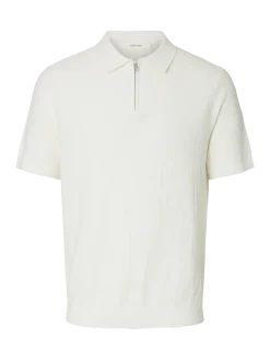 Selected miesten pikeepaita SlhCran Structure Zip, Egret