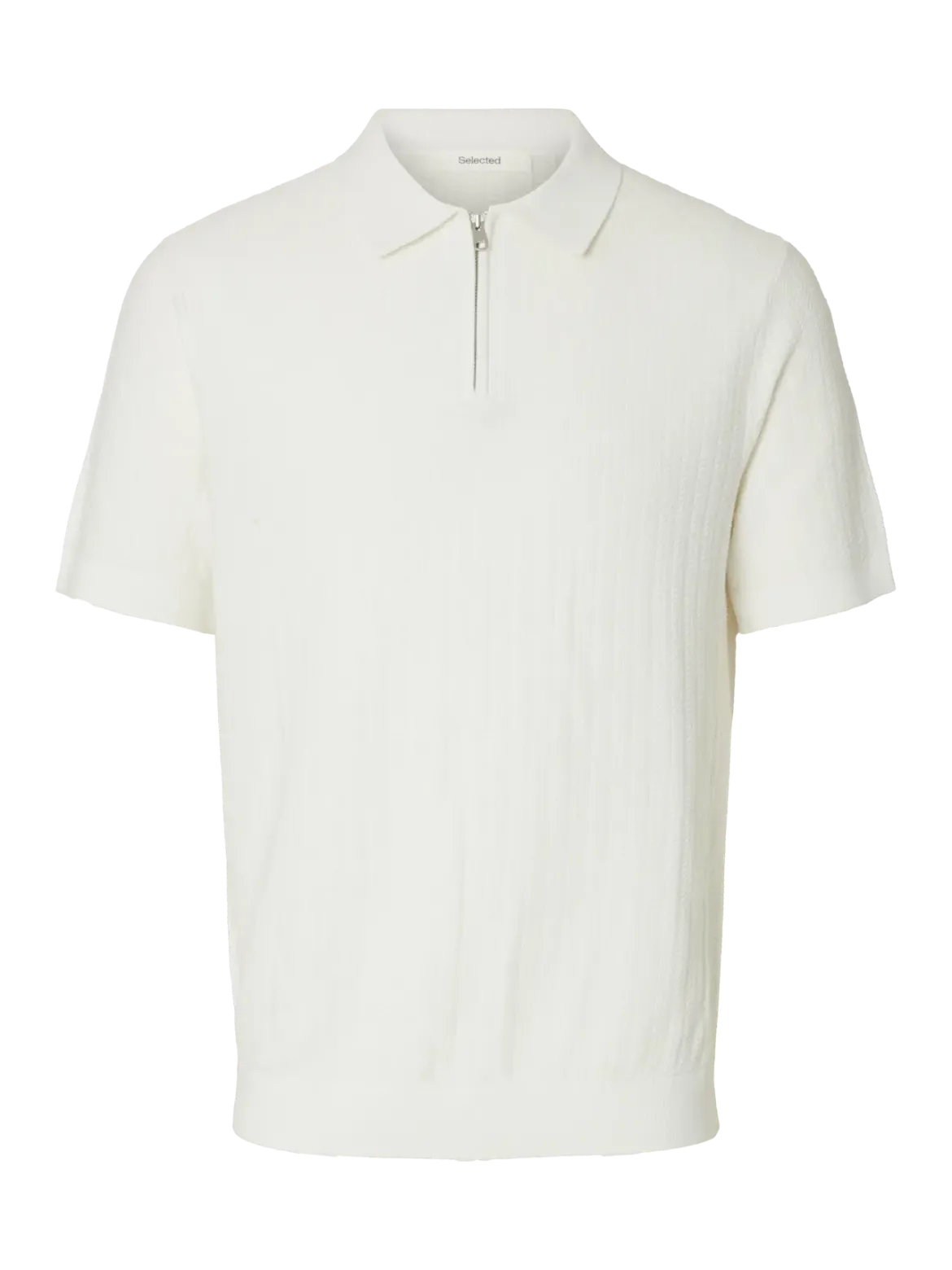 Selected miesten pikeepaita SlhCran Structure Zip, Egret