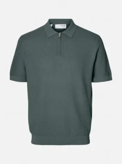 Selected miesten pikeepaita, CRAN SS KNIT STRUCTURE Balsam Green