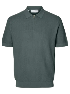 Selected miesten pikeepaita, CRAN SS KNIT STRUCTURE Balsam Green