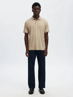 Selected miesten pikeepaita SLHFAVE Button Ss Polo Noos, Oatmeal