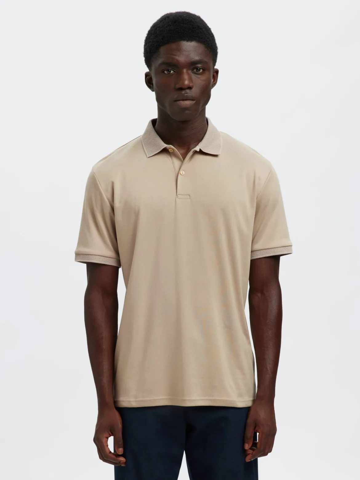Selected miesten pikeepaita SLHFAVE Button Ss Polo Noos, Oatmeal