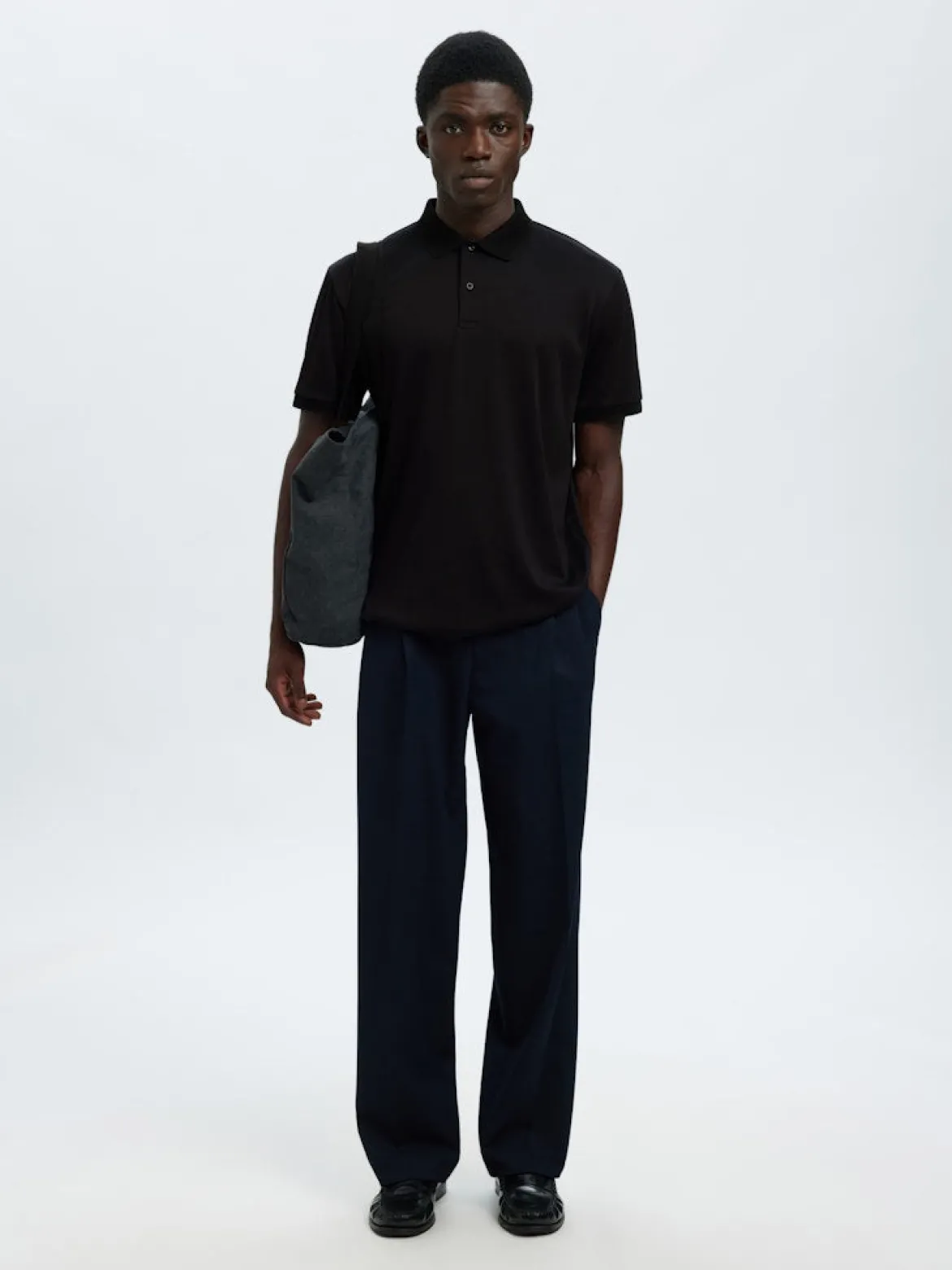 Selected miesten pikeepaita SLHFAVE Button SS Polo, musta