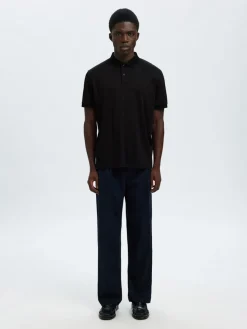 Selected miesten pikeepaita SLHFAVE Button SS Polo, musta