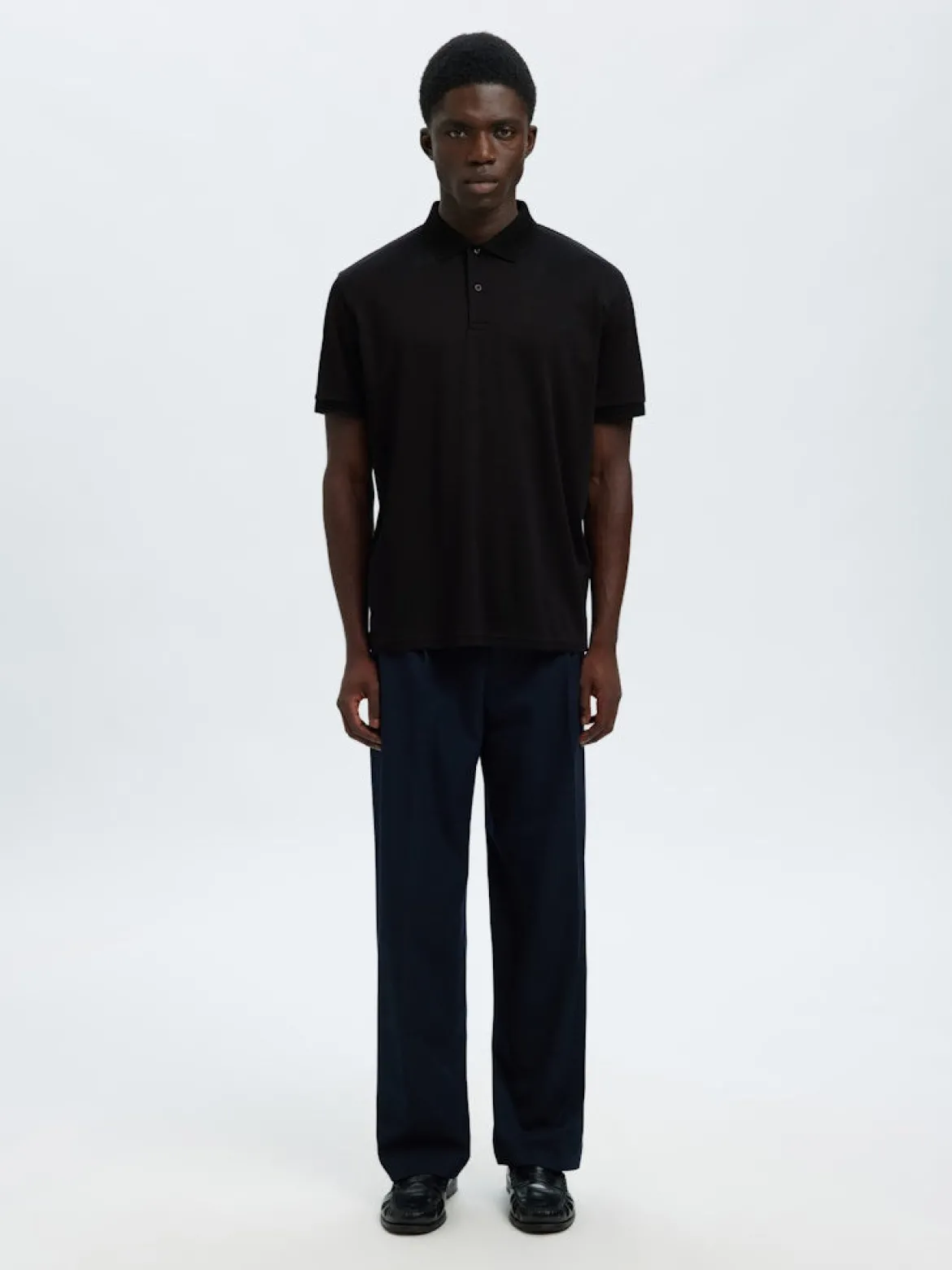 Selected miesten pikeepaita SLHFAVE Button SS Polo, musta