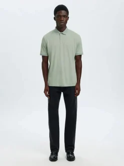 Selected miesten pikeepaita SLHFAVE Button Ss Polo Noos, Aqua Gray