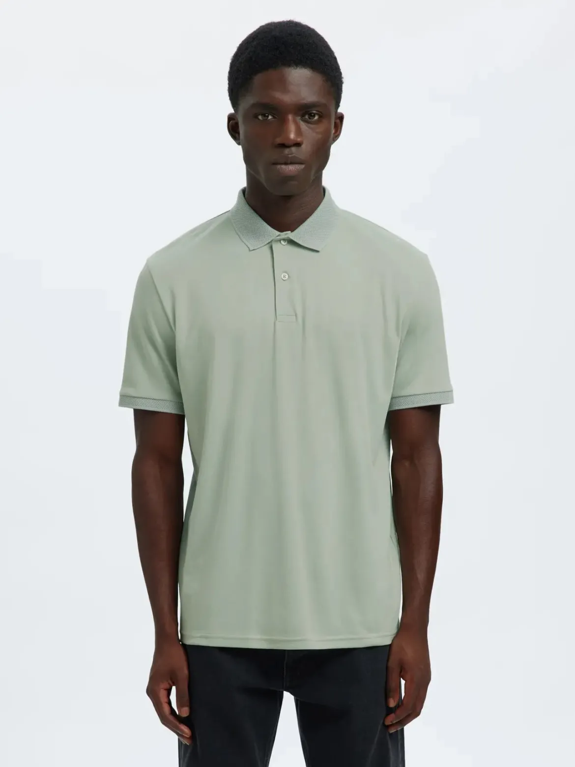 Selected miesten pikeepaita SLHFAVE Button Ss Polo Noos, Aqua Gray