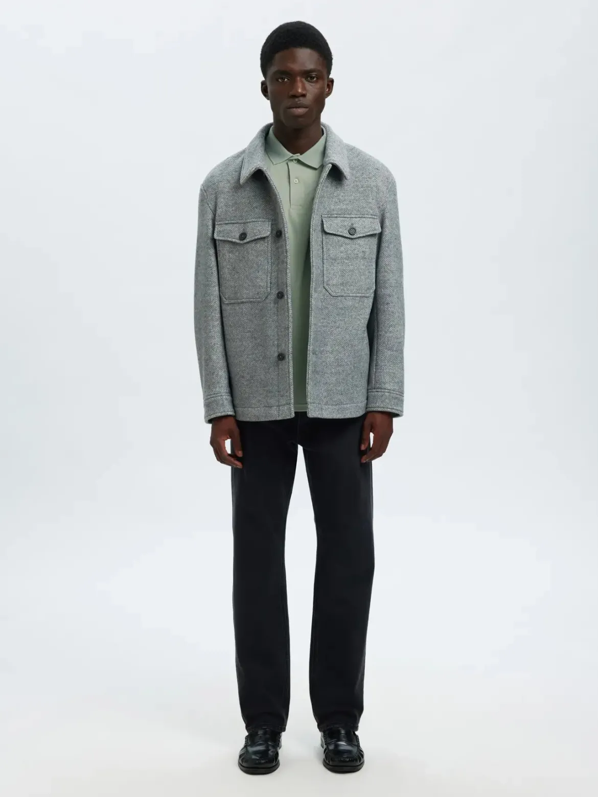 Selected miesten pikeepaita SLHFAVE Button Ss Polo Noos, Aqua Gray